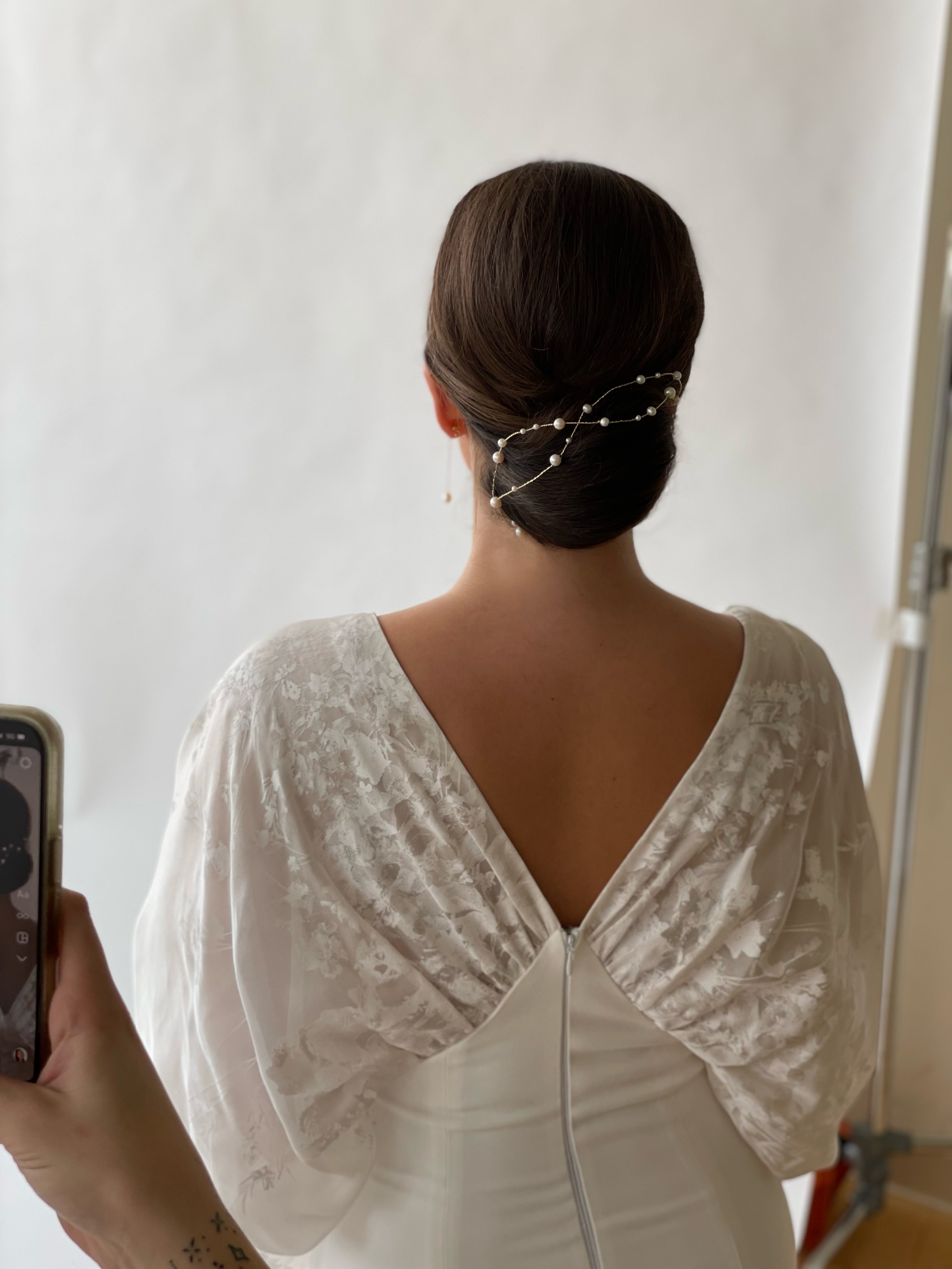 Pearl hair vine updo