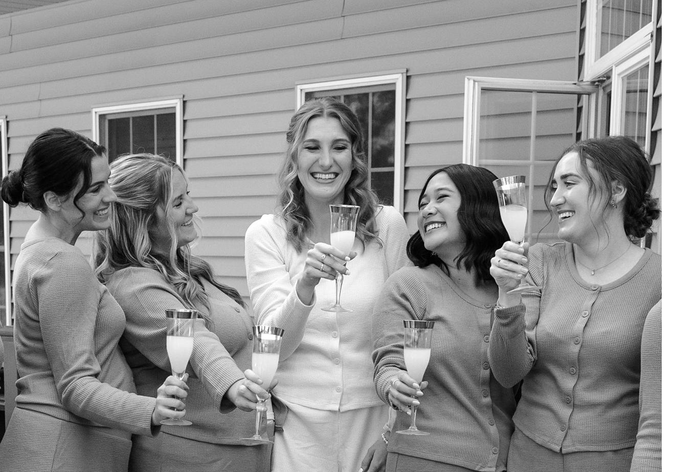 Bridesmaids celebrating